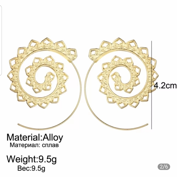 *Vasilla* Spiral Aztec Earrings - Picture 2 of 3